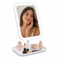 Espejo LED Recargable 3 Tonos de Iluminación Control Táctil Ángulo Ajustable