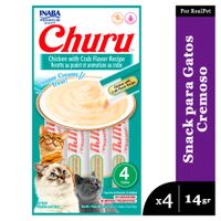 Snack Cremoso Gato Churu Pollo y Cangrejo 1 sobre x 4 tubos