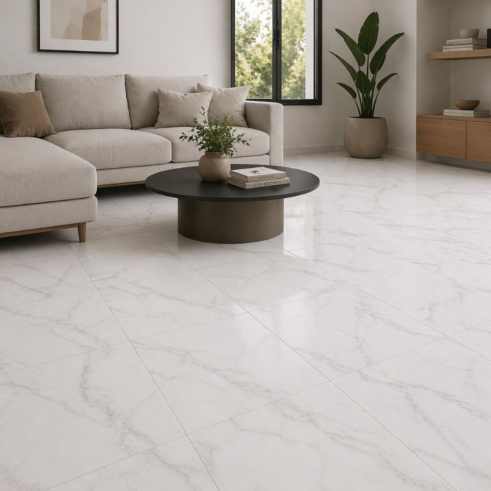 Piso Cerámico Marmolizado Catania Blanco 45x45cm 2.23m2 - Calidad Comercial