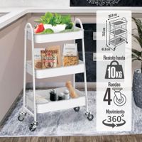 Carrito Organizador de Metal Orange 3 Niveles Blanco