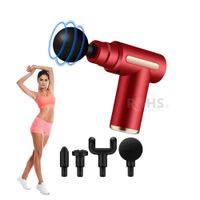 Pistola Masajeadora Massage Gun  4 Cabezales Recargable Rojo