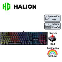 TECLADO HALION GAMING MECANICO COMANCHE 105 KM203 RAINBOW NEGRO SRED