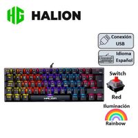 TECLADO HALION GAMING MECANICO COMANCHE 62 KM201 RAINBOW NEGRO SRED