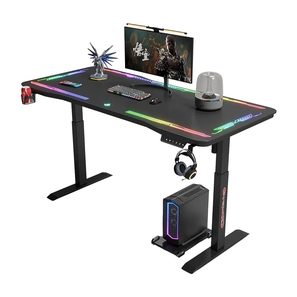 Escritorio Gamer Eléctrico Haven Y09 Pro Vidrio Templado 120 x 60 cm RGB