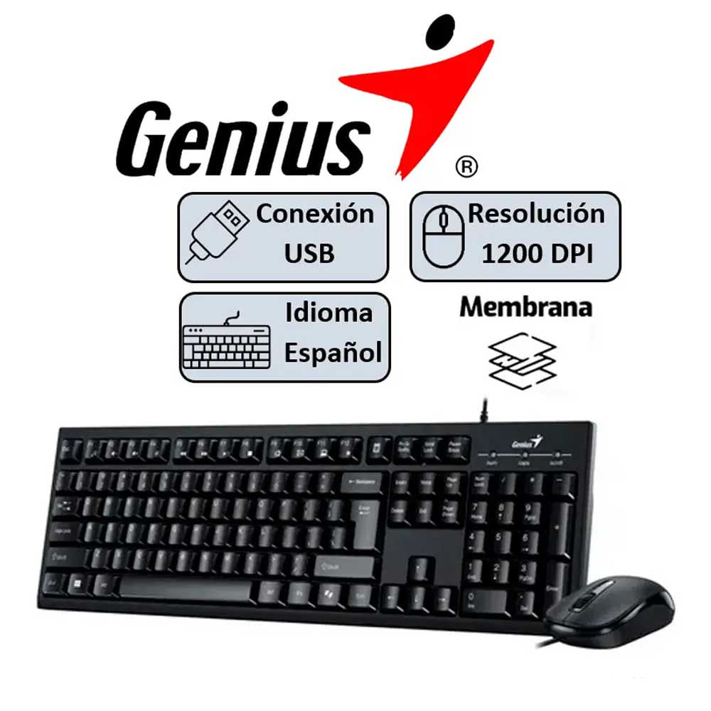 TECLADO GENIUS  MOUSE KM-100SE NEGRO