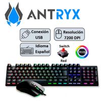 TECLADO MOUSE ANTRYX GC-3100 NEGRO SROJO AGC-3100KRE-SP