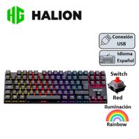 TECLADO HALION GAMING MECANICO COMANCHE 88 KM202 RAINBOW NEGRO SRED