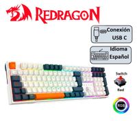 TECLADO REDRAGON K668WBO-RGB TRUNDLE BLANCO SROJO