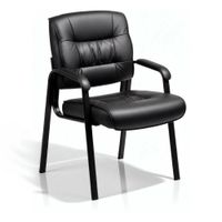 Silla de Visita Fija Haven Axis Oficina Consultorio Ergonomica de Cuero PU Base Metálica