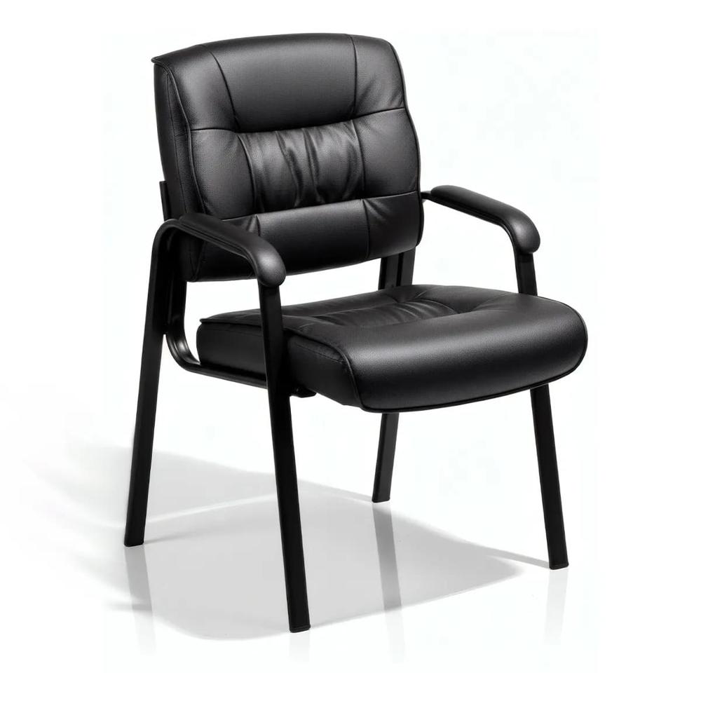 Silla de Visita Fija Haven Axis Oficina Consultorio Ergonomica de Cuero PU Base Metálica