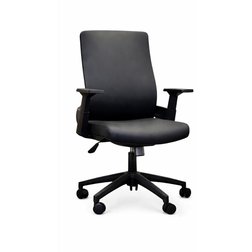 Silla Lagos Cuerina Negro Giratoria - Ziyaz