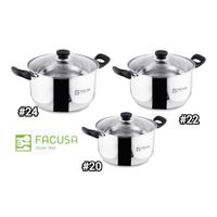 Set De Olla Acero Inoxidable Facusa Con Tapa de Vidrio
