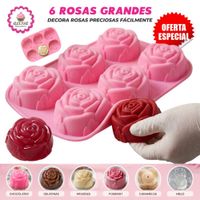 Molde de Silicona de 6 Rosas Grandes para Repostería