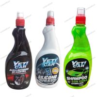 Kit De Limpieza Para Auto - Shampoo Silicona Renovador De Llanta 1Litro