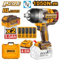 Llave de Impacto Brushless Ingco 20V 1050NM con 2 Baterías 5.0AH con 1 Cargador 4.0A CIWLI20105