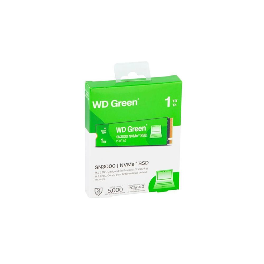UNIDAD EN ESTADO SOLIDO WD GREEN SN3000 1TB M.2 2280 PCIE 4.0 X4 NVME SSD WDS100T4G0E