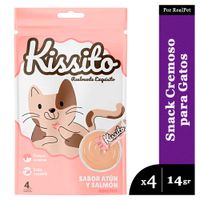 Snack Cremoso Gato Kissito Atún y Salmón 1 sobre x 4 tubos