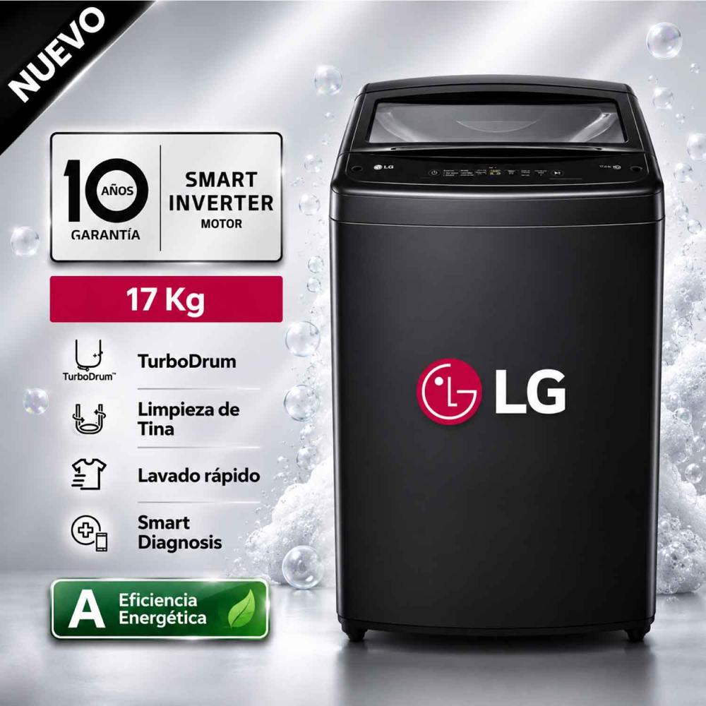 Lavadora LG 17Kg Smart Inverter Turbodrum WT17OBVTB Negro Onyx