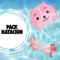 Pack Gorro + Lentes de Natación Con Diseño de Sirena Para Niñas Rosado