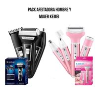 Pack Kemei Dúo Afeitadora Hombre + Mujer Recargables