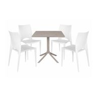 Pack  de Comedor / Mesa TORONTO BEIGE + 4 sillas MARSELLA II BLANCO