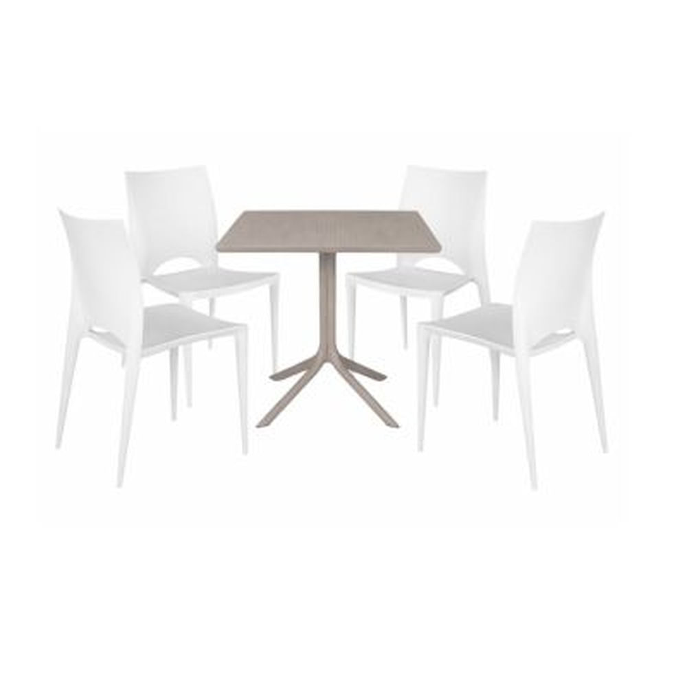 Pack  de Comedor / Mesa TORONTO BEIGE + 4 sillas MARSELLA II BLANCO
