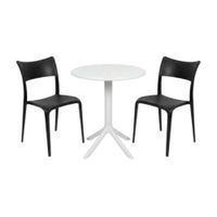 Pack  de Comedor / Mesa TURIN BLANCO + 2 sillas BRUSELA NEGRO