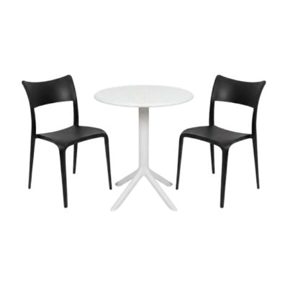 Pack  de Comedor / Mesa TURIN BLANCO + 2 sillas BRUSELA NEGRO