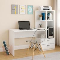 ESCRITORIO CON ESTANTE MODELO COMPACTO BLANCO
