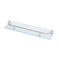 Repisa Rectangular Vidrio con Soporte Inoxidable 38.5cm