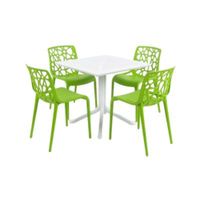 Pack  de Comedor / Mesa TORONTO BLANCO  + 4 sillas GINEBRA VERDE