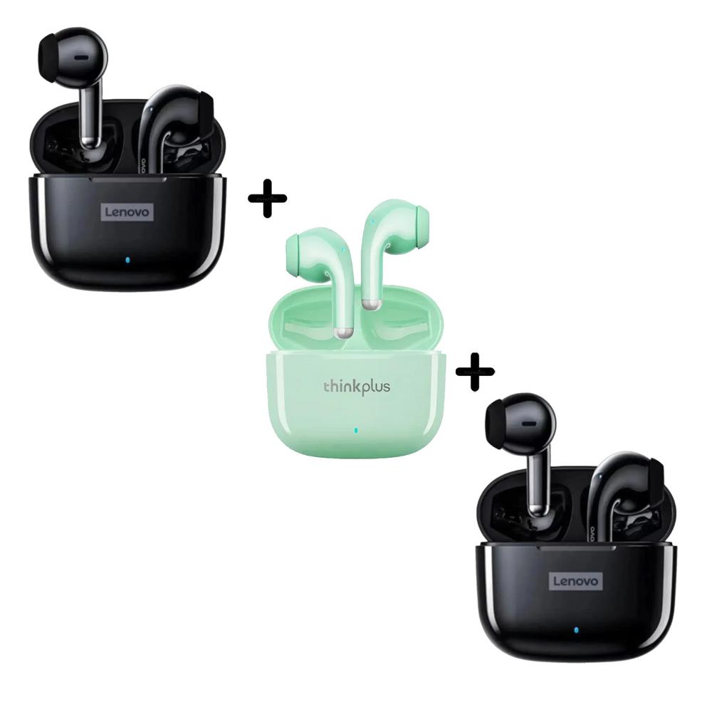 Combo Lenovo Audífonos LP40 PRO Negro X2 + LP40 PRO Verde