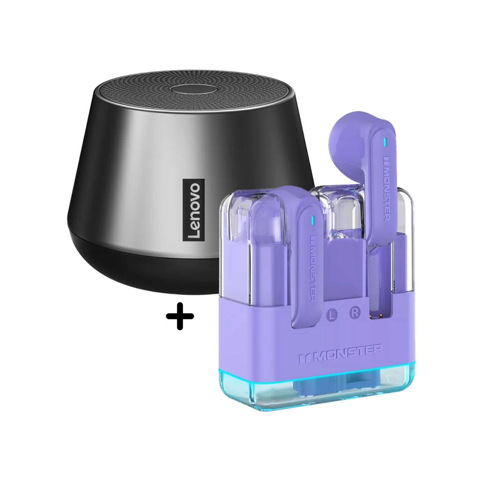 Combo Audifonos Monster Airmars XKT12 Purpura + Parlante K3 PRO
