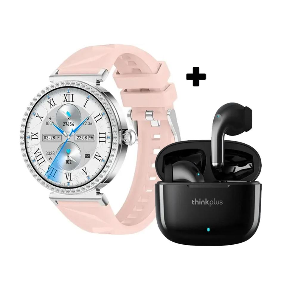 Combo Smartwatch Vidvie SW1624 Rosado + Audífonos LP40 Pro Negro