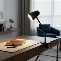 Lámpara LED de Escritorio con Clip Ajustable Flexible Negra