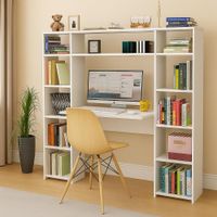 ESCRITORIO CON ESTANTE MODELO HOME OFFICE COLOR BLANCO