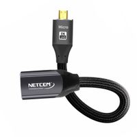 Cable adaptador convertidor Micro HDMI a HDMI Hembra 8K 60Hz NETCOM 4K 120Hz Alta Velocidad 48Gbps