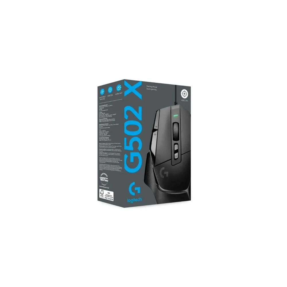 MOUSE LOGITECH G502 X HERO USB 25K DPI LIGHTFORCE NEGRO