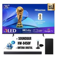 Televisor Smart TV HISENSE 75'' QLED UHD 4K 75QD6N GoogleTV 2025 - Ant - Soundbar HW-B450F