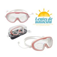 Lentes de Natación Antiempañante con Protección UV y Tapones de Oído- Rojo pastel Rojo