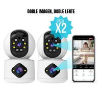 Pack 2 Cámaras De Seguridad WiFi Doble Lente 360° Visión Nocturna Y Monitoreo Remoto Hogar Oficina
