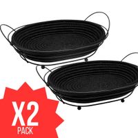 Pack De 2 Canastas Organizadoras Metálicas Con Base De Tela Removible Negra Negro