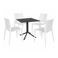 Pack  de Comedor / Mesa TORONTO NEGRO+ 4 sillas MARSELLA II BLANCO