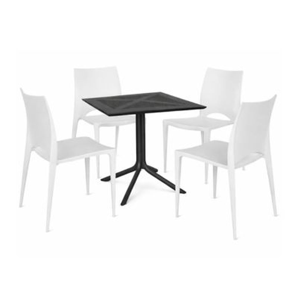 Pack  de Comedor / Mesa TORONTO NEGRO+ 4 sillas MARSELLA II BLANCO