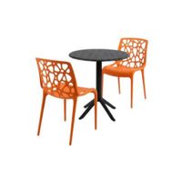 Pack  de Comedor / Mesa TURIN NEGRO + 2 sillas GINEBRA NARANJA