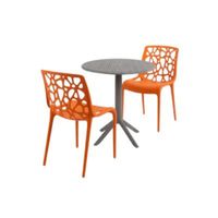 Pack  de Comedor / Mesa TURIN GRIS + 2 sillas GINEBRA NARANJA