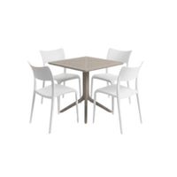 Pack  de Comedor / Mesa TORONTO BEIGE + 4 sillas BRUSELA BLANCO
