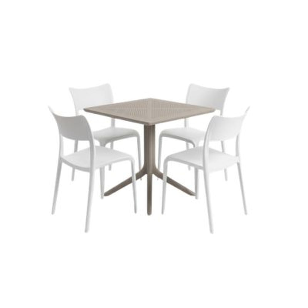 Pack de Comedor / Mesa TORONTO BEIGE + 4 sillas BRUSELA BLANCO