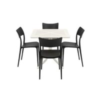 Pack  de Comedor / Mesa TORONTO BLANCO + 4 sillas BRUSELA NEGRO
