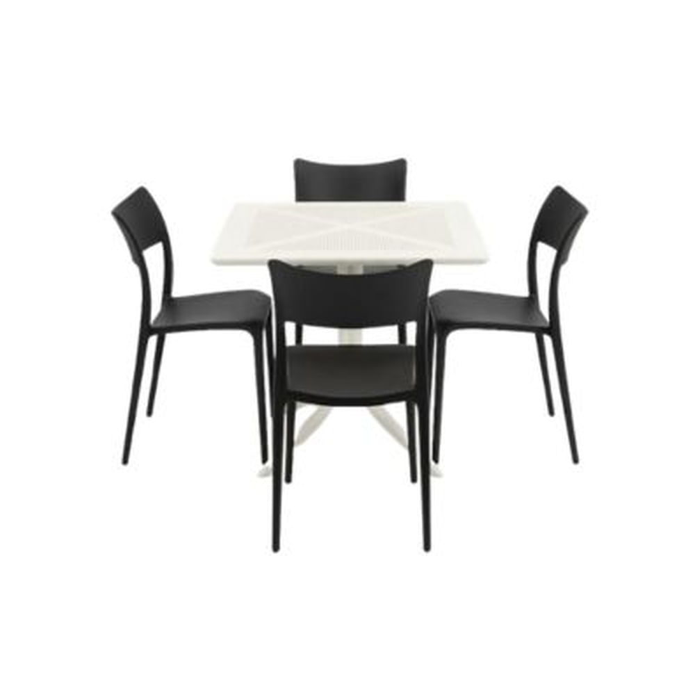 Pack  de Comedor / Mesa TORONTO BLANCO + 4 sillas BRUSELA NEGRO